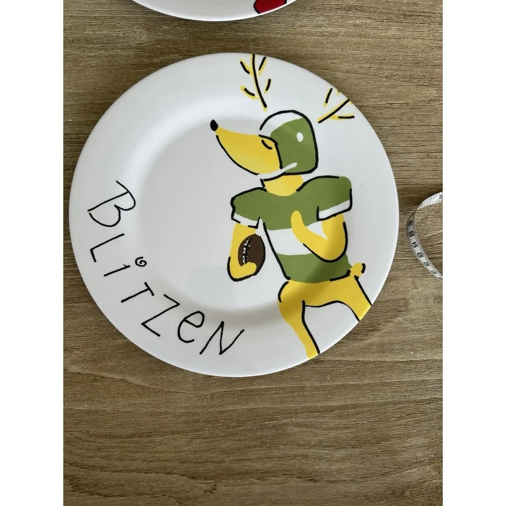 Pottery Barn Kids Santa's Reindeer Melamine Plates Set  Comet Cupid Donner Blitz